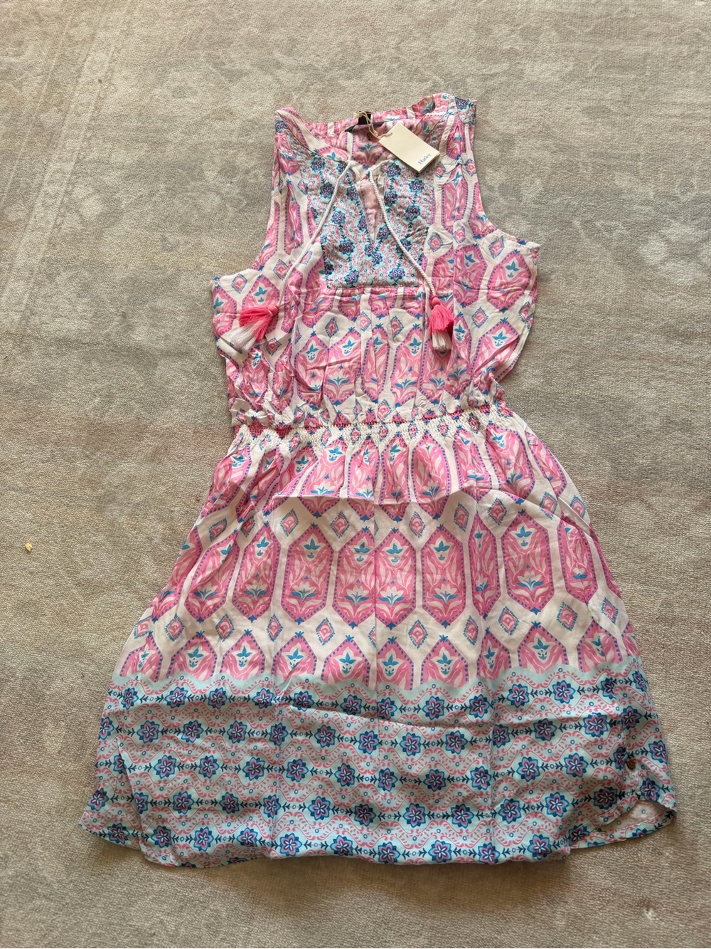 Hatley Pink and Blue Printed Sleeveless Mini Dress - Picture 2 of 3